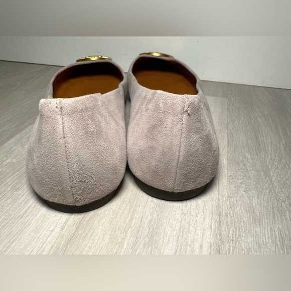 Tory Burch Womens Gray With Gold Emblem Leather Ballet Flats Shoes Sz 9 - Picture 15 of 16